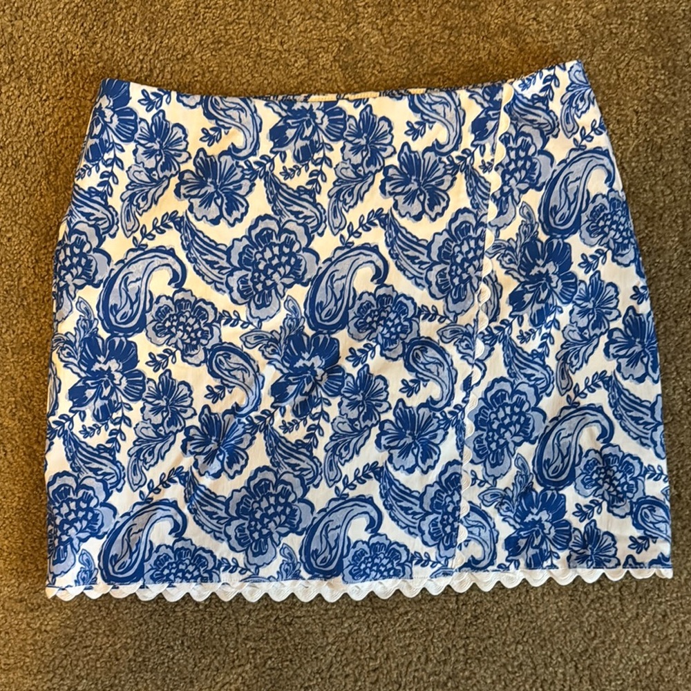 Crown and Ivy- Blue and White Mini Pencil Skort for Resort Wear-size 10